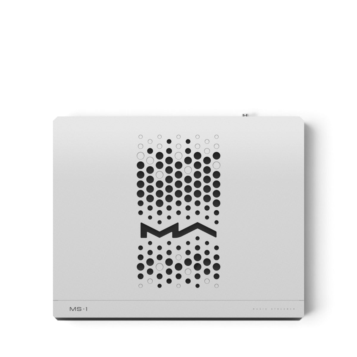 Matrix Audio MS-1 Pre in Silber von oben mit Lochmuster und Matrix-Audio-Logo.