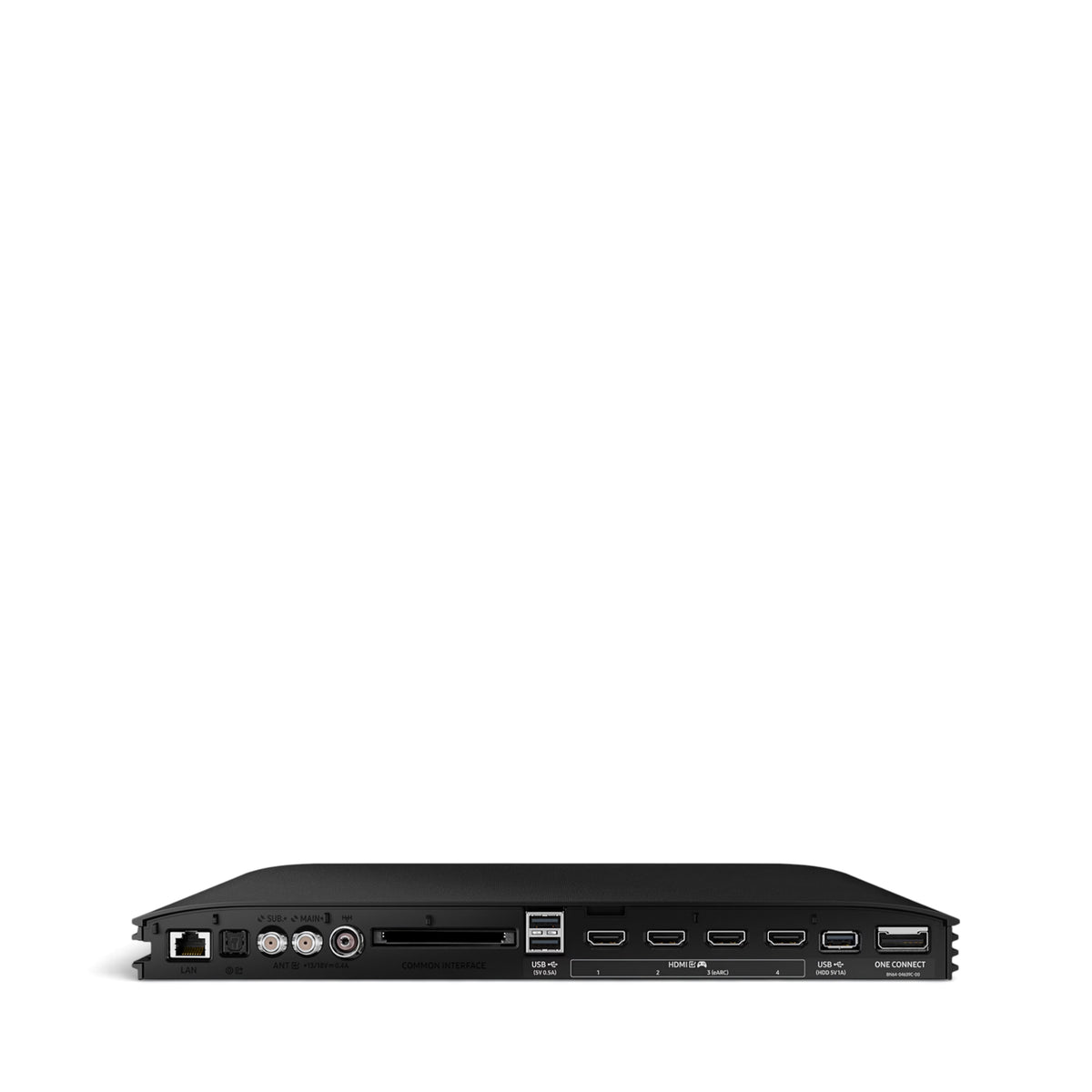 Samsung OLED GQ S95H Fernseher / TV One Connect Box Frontansicht
