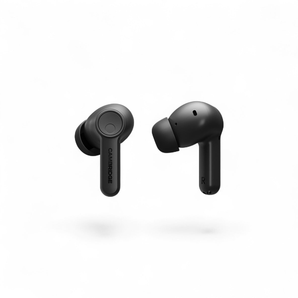 Cambridge Audio Melomania A100 SE in Schwarz, beide Ohrhörer von außen und von der Seite.
