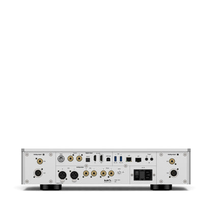 Matrix Audio MS-1 in Silber, Rückansicht mit Anschlussfeld.