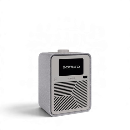 sonoro ATRON All-In-One-Gerät in hellgrau/silber Seitenansicht links