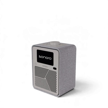 sonoro ATRON All-In-One-Gerät in hellgrau/silber Seitenansicht oben rechts
